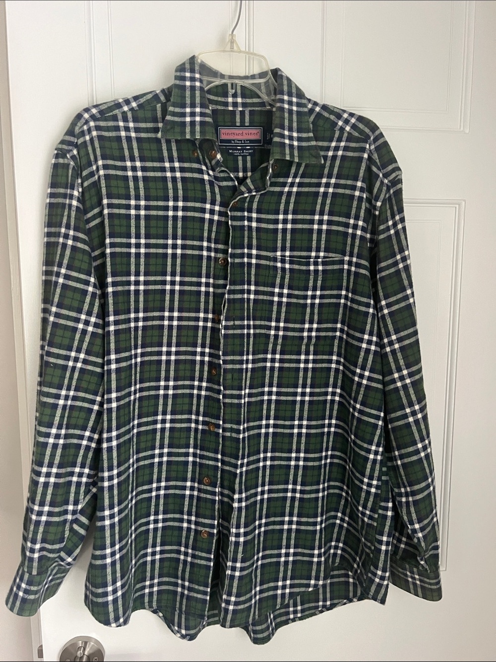 Vineyard Vines Green and White Plaid Button-Down Shirt